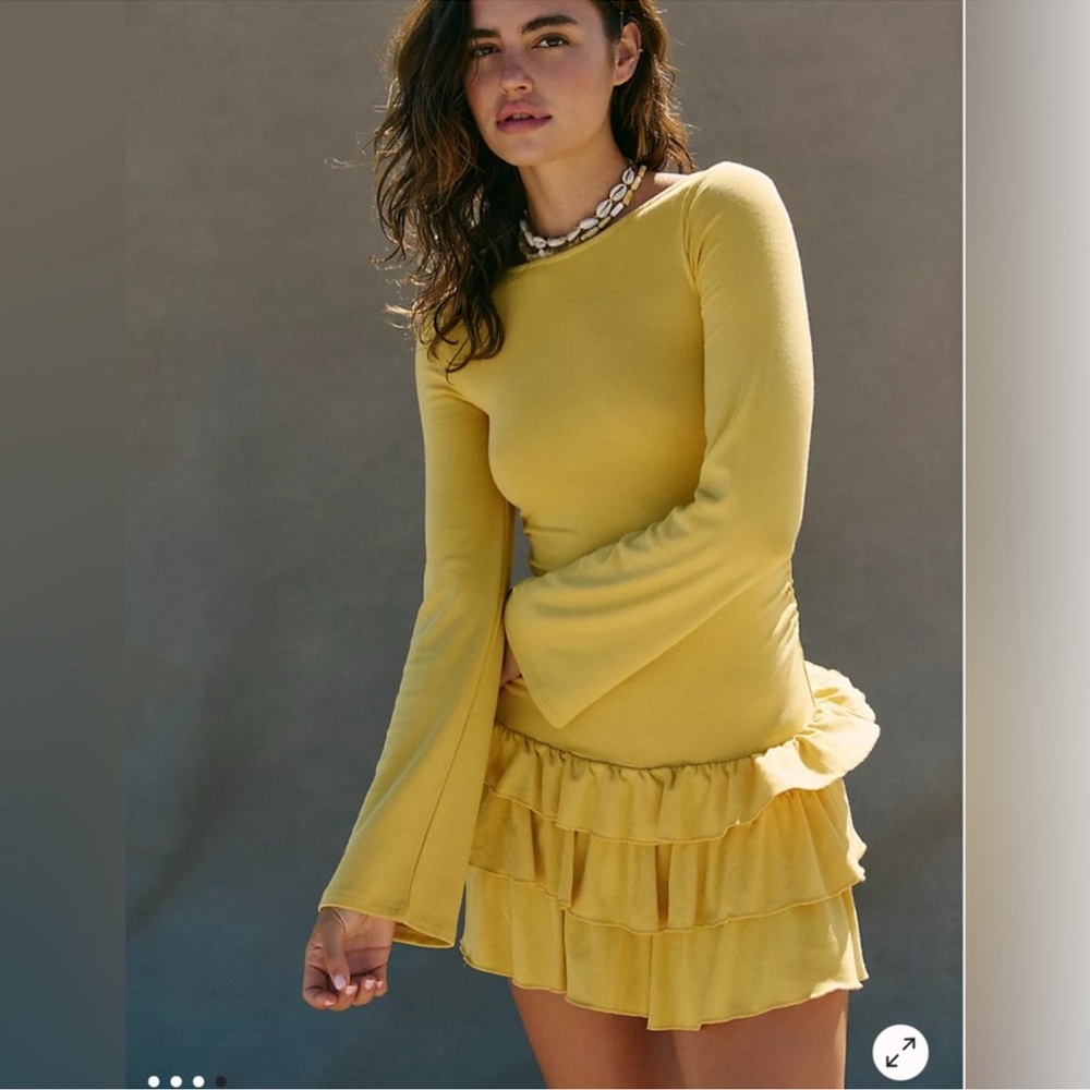 NWT Good Feels Ruffle Long-Sleeve Mini Dress